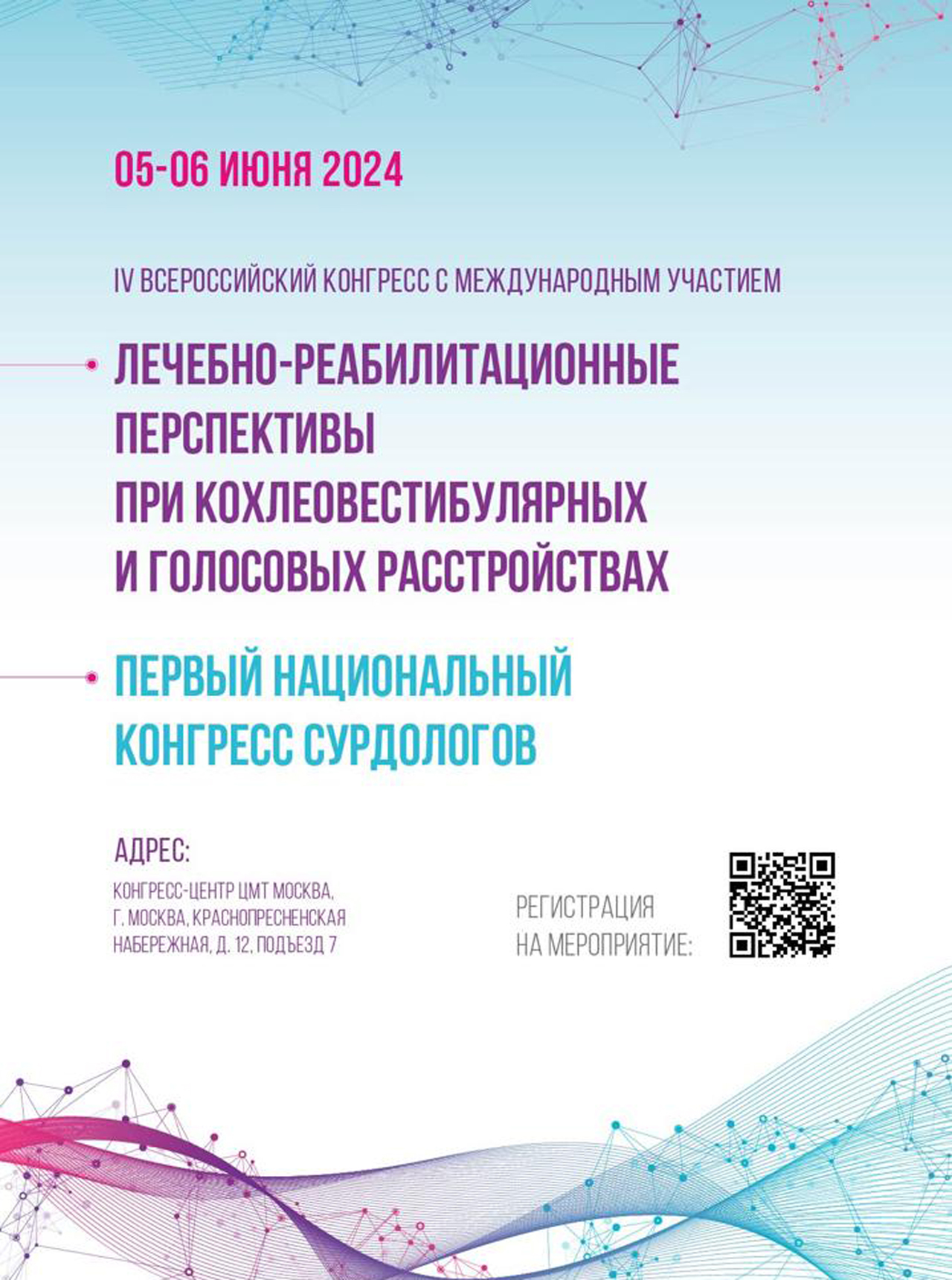 IV Всероссийский конгресс с международным участием «Лечебно-реабилитационные перспективы при кохлеовестибулярных и голосовых расстройствах». Первый национальный конгресс сурдологов